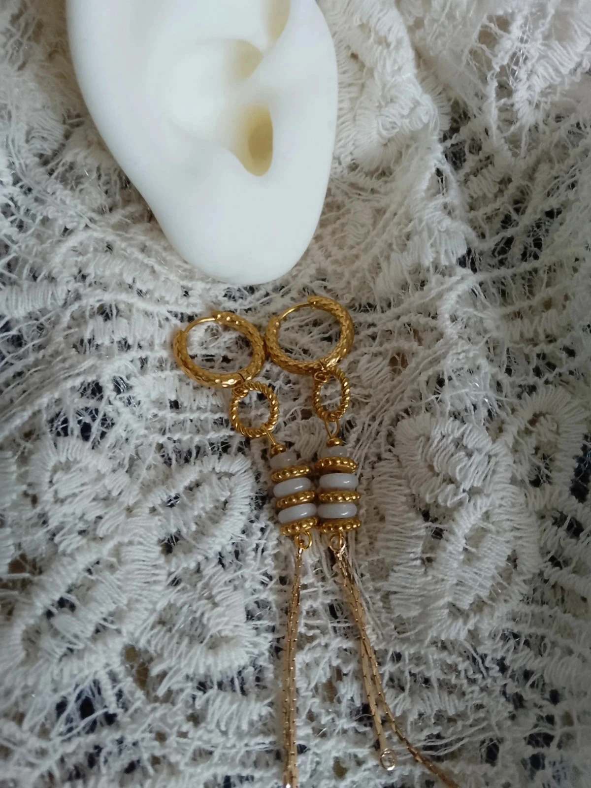 Brincos boêmios com pedras da lua – photo 2